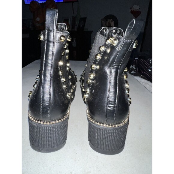 Cape Robbin Boots Womens Sz 7 Gold Spiky Black Pull-on Platform Ankle Chunky New - Picture 7 of 9